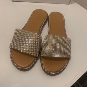 Crystal slip on sandals